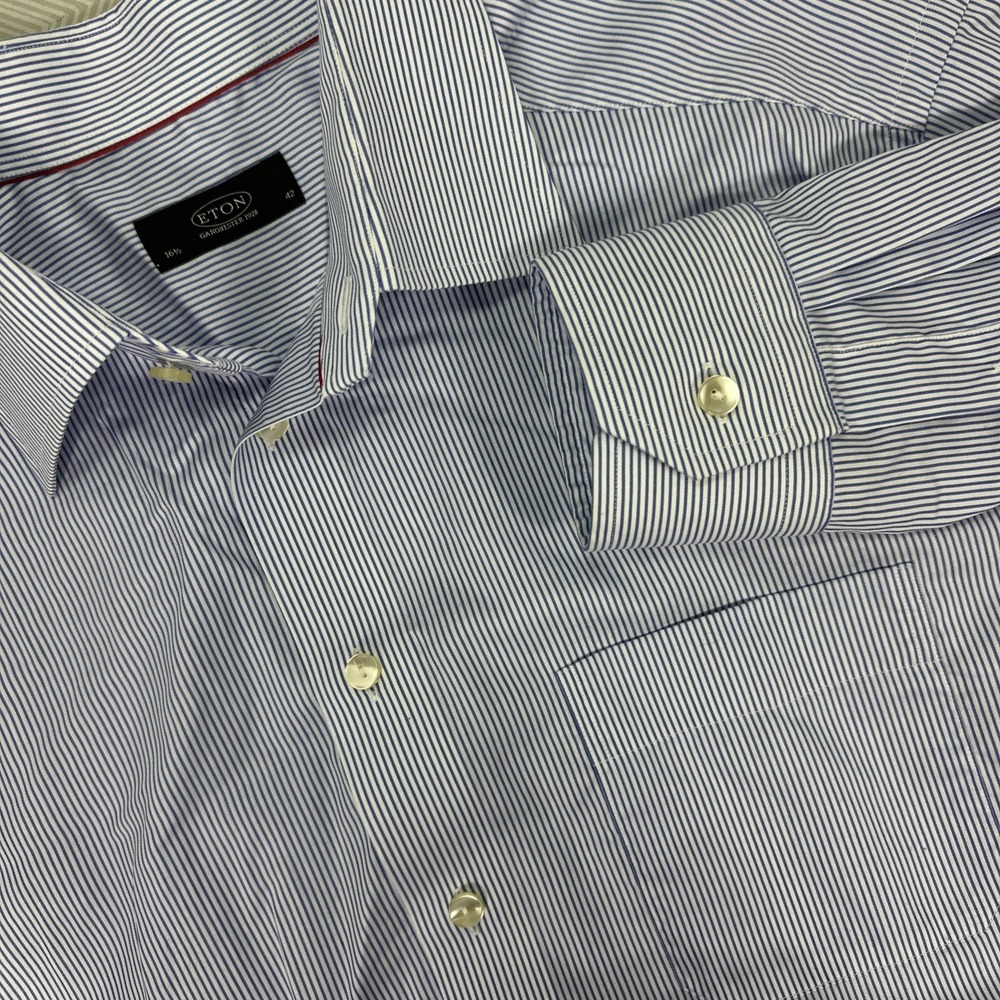 Eton Dress Shirt Mens 16 1/2 42‎ Ganghester Blue Oxford Long Sleeve Button Up